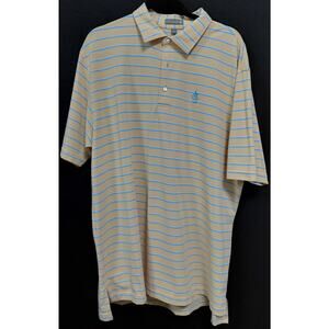 PETER MILLAR SUMMER COMFORT Striped Polo Shirt Beige Blue Size XL